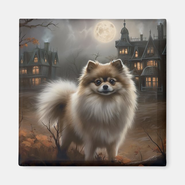 Imán Pomerania de Halloween de terror (Frente)