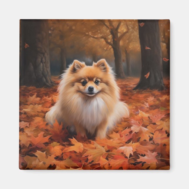 Imán Pomerania en otoño se inspira en las hojas de otoñ (Frente)