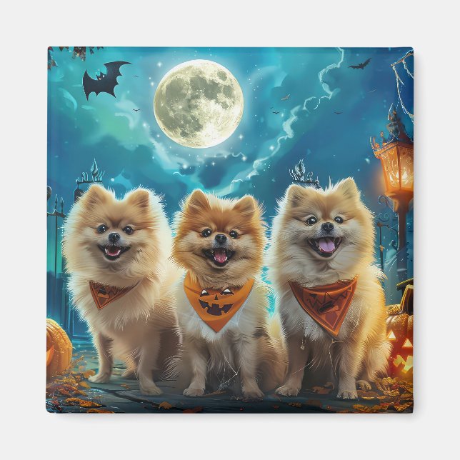 Imán Pomerania Halloween espeluznante (Frente)
