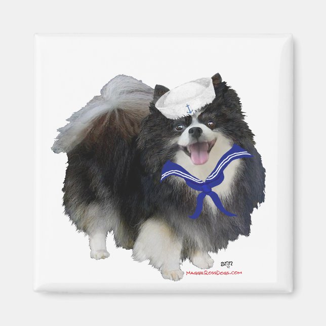 Imán Pomerania negra marinero (Frente)