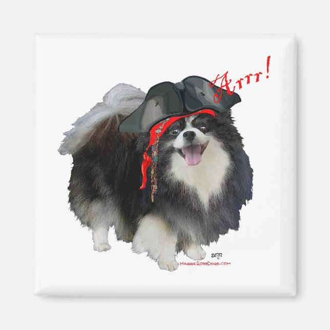 Imán Pomerania Negra Pirata - Arrr! (Frente)