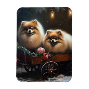 Imán Pomerania Nieve Trineo Decoración Navidad