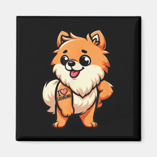Imán Pomeranian I Love Grandma Funny Dog Tattoo