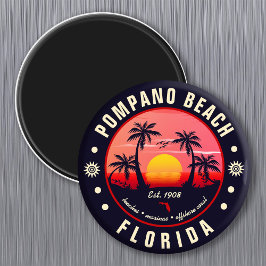 Imán Pompano Beach Florida Retro Sunset Souvenir