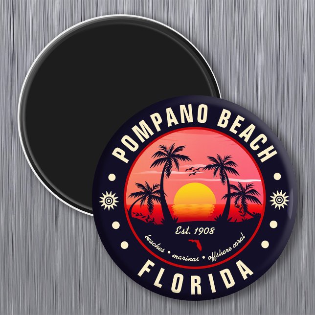 Imán Pompano Beach Florida Retro Sunset Souvenir (Subido por el creador)