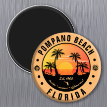 Pompano Beach Florida Retro Sunset Souvenir 80