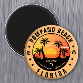 Imán Pompano Beach Florida Retro Sunset Souvenir 80