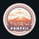 Imán Pompeya Ruinas Italia Viaje Insignia de Arte<br><div class="desc">Obra vectorial de Pompeya. Pompeya,  que alguna vez fue una próspera y sofisticada ciudad romana,  fue enterrada bajo metros de cenizas y ratones luego de la catastrófica erupción del Monte Vesubio en el año 79 D.C.</div>