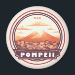 Imán Pompeya Ruinas Italia Viaje Insignia de Arte<br><div class="desc">Obra vectorial de Pompeya. Pompeya,  que alguna vez fue una próspera y sofisticada ciudad romana,  fue enterrada bajo metros de cenizas y ratones luego de la catastrófica erupción del Monte Vesubio en el año 79 D.C.</div>