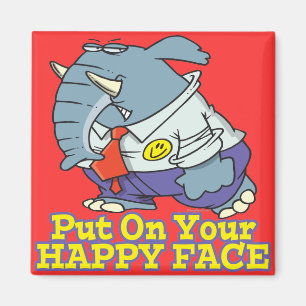 Imán pon una fachada de cara feliz elefante