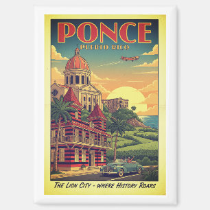 Imán Ponce, Puerto Rico - cartel de viaje vintage