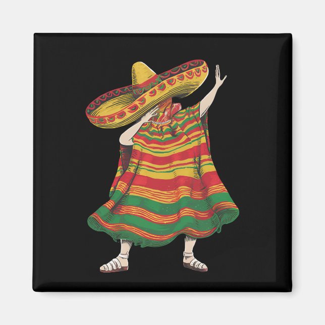 Imán Poncho Mexicano Dabbing Cinco De Mayo Fiesta (Frente)
