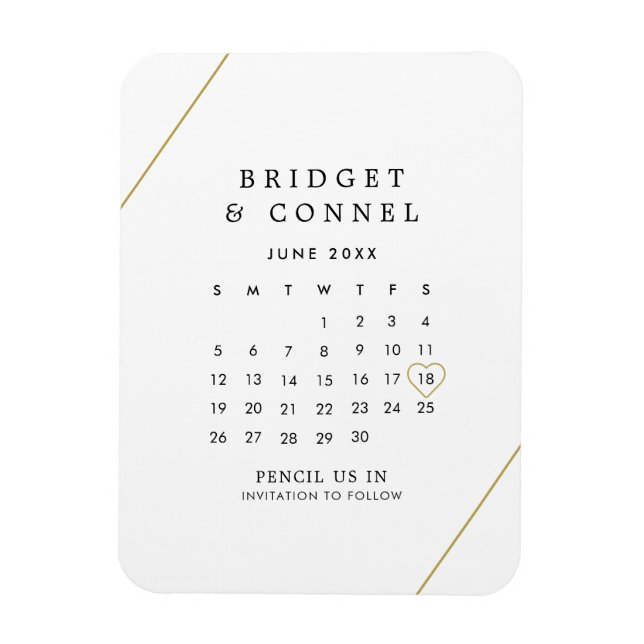 Imán Pónenos en el calendario Líneas doradas Guardar la (Vertical)