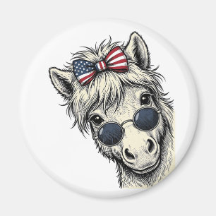Imán Poni Patriótico Con Gafas De Sol Diseño Vector Vin