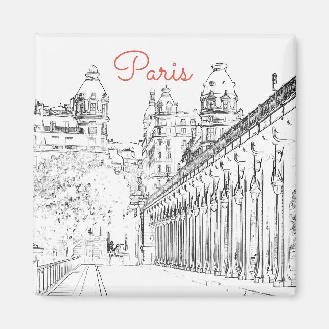 Imán Pont de Bir-Hakeim sobre el Sena - París, Francia (Frente)