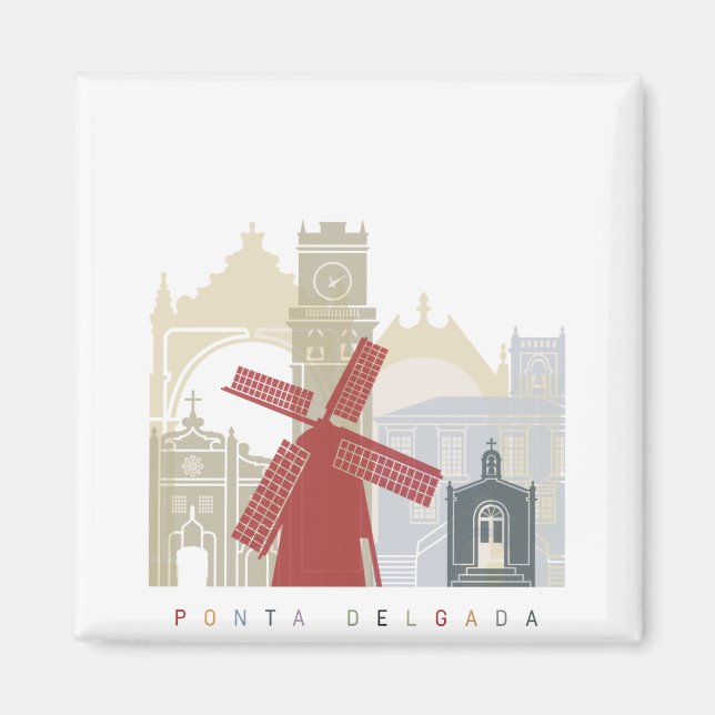 Imán Ponta Delgada skyline poster (Frente)