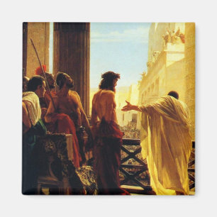 Imán Pontius Pilate que presenta a un Jesús azotado a