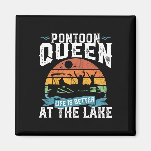 Imán Pontoon Queen Funny Boating Lake Pontooning Mujere (Frente)