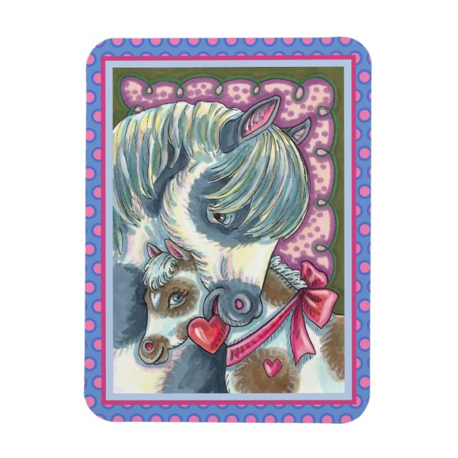 IMÁN PONY MADRE Y POTRILLA DE SAN VALENTÍN, CABALLO LIN (Vertical)