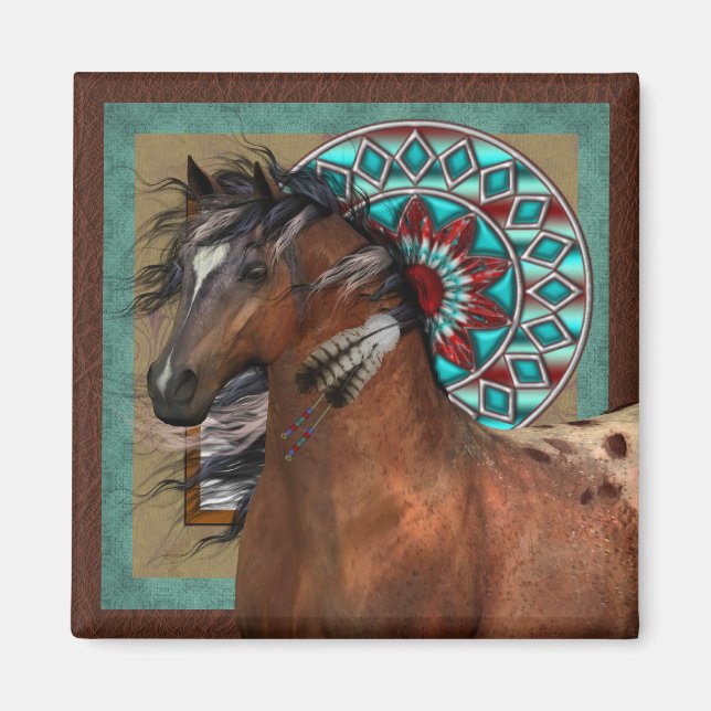 Imán Pony Magnet con pintura del suroeste (Frente)