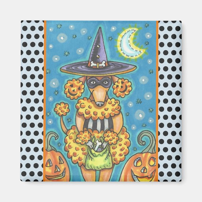 Imán POODLE DE PUMPKIN DE HALLOWEEN, cuadrado DE MAGNET (Frente)