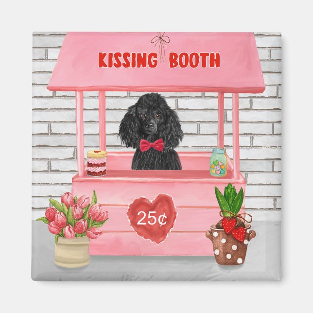 Imán poodle Dog El día de San Valentín Kissing Booth (Frente)