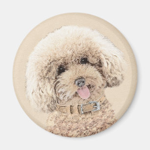 Imán Poodle (juguete, miniatura) Pintura original de ar