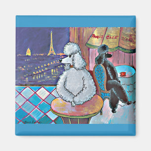 Imán Poodles de arte impresionista Café Paris Magnetes