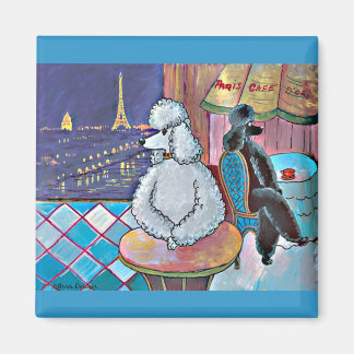 Imán Poodles de arte impresionista Café Paris Magnets