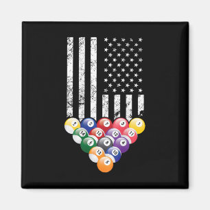 Imán Pool Snooker Billiards Player 8 Bandera Americana