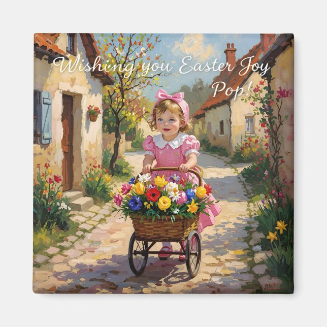 Imán POP ~ ALEGRÍA DE PASCUA ~ Flores de niña ~  (Frente)