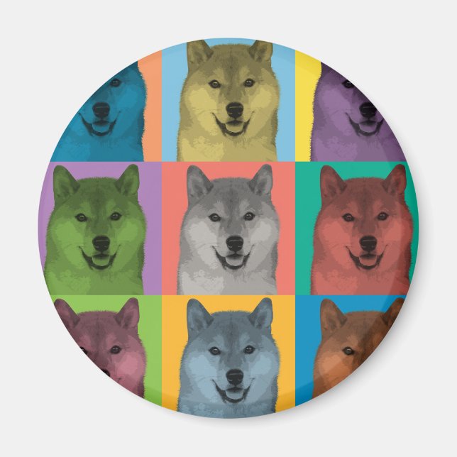 Imán Pop-Art de Shiba Inu (Frente)