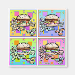 Imán Pop Art HAMBURGER (Sq) MAGNET