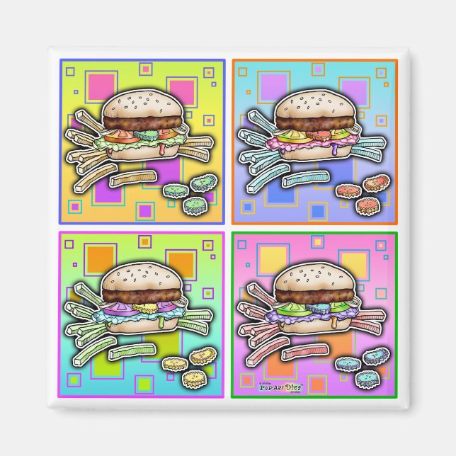 Imán Pop Art HAMBURGER (Sq) MAGNET (Frente)