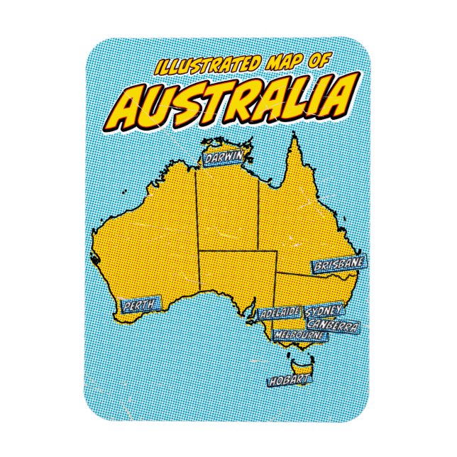 Imán Pop Art Ilustrado Australia  (Vertical)