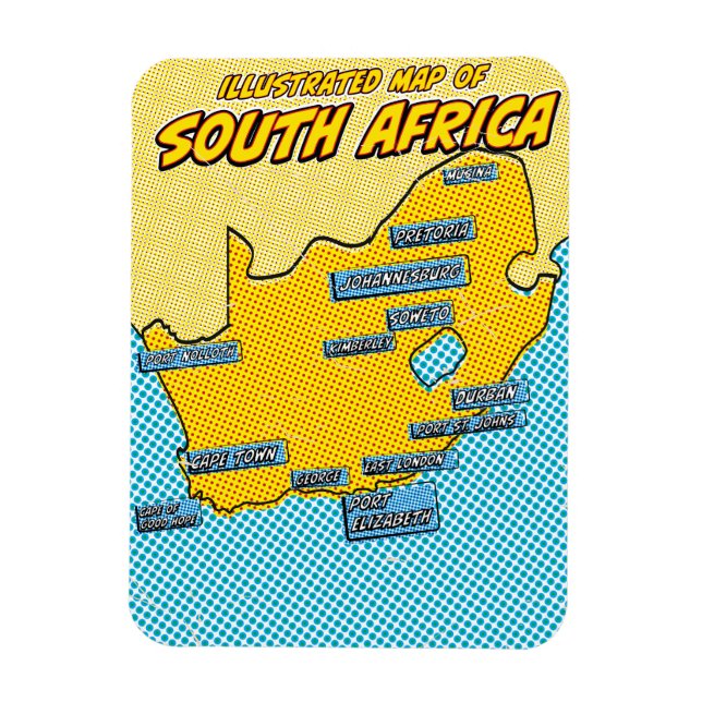 Imán Pop Art Ilustrado Sudáfrica  (Vertical)