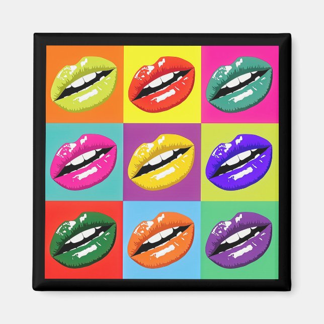 Imán Pop Art Lips Pattern Design Magnet (Frente)