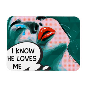 Imán Pop Art Sé Que Me Ama Arte De Medios Mixtos