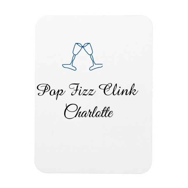 Imán Pop fizz clink blue champagne bottle new year (Vertical)