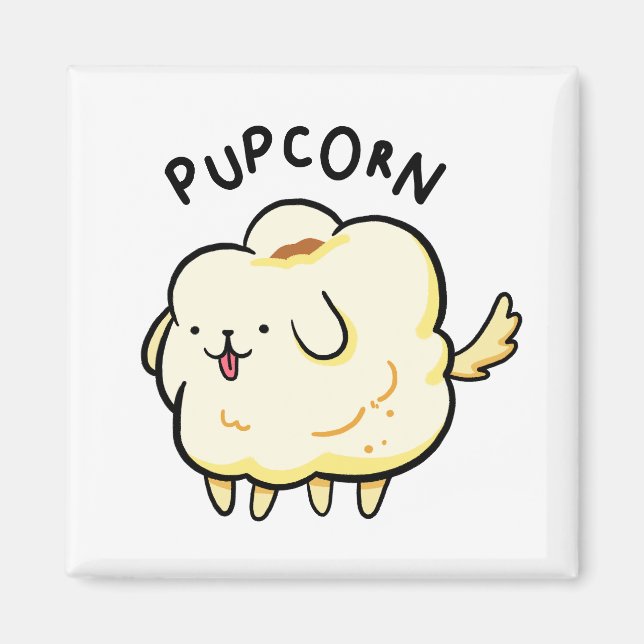 Imán Popcorn Puppy Dog Pun Magnet (Frente)