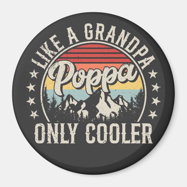 Imán Poppa como un abuelo sólo un círculo retro más frí (Frente)