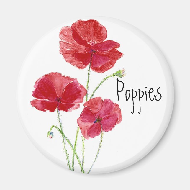 Imán Poppies rojos - acuarela (Frente)