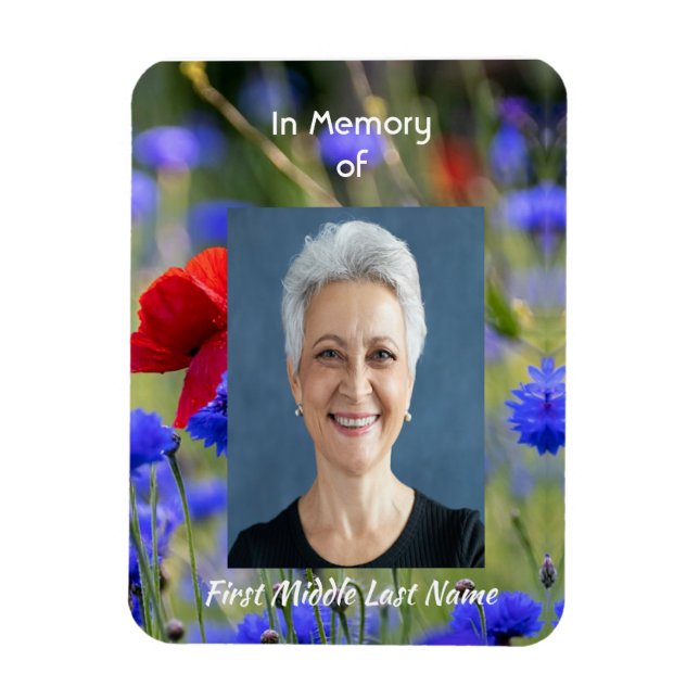 Imán Poppy Cornflower Meadow Memorial Pocket Keepsake (Vertical)