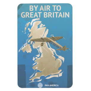 Imán Por Air To Great Britain Vintage Travel poster