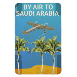 Imán Por aire a Arabia Saudita cartel de viaje vintage