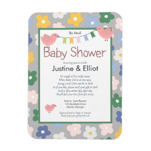 Imán Por correo Flores y Chicas de Aves Baby Shower