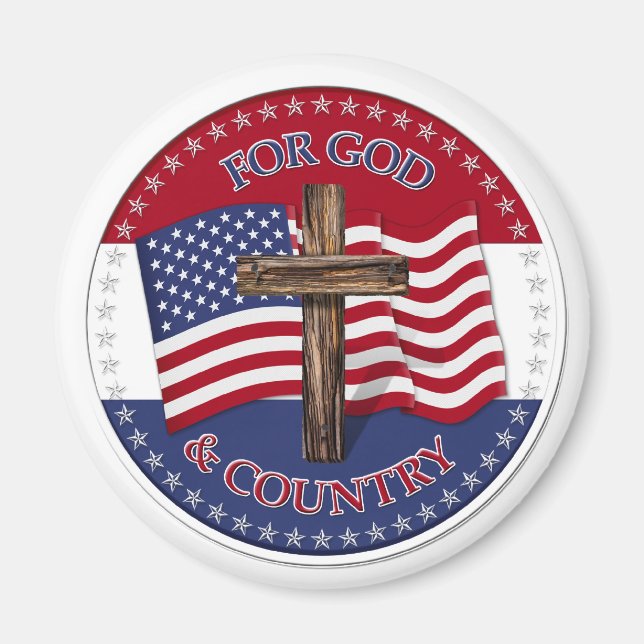 Imán Por Dios y por el país - Cruz con 50 estrellas ban (Frente)