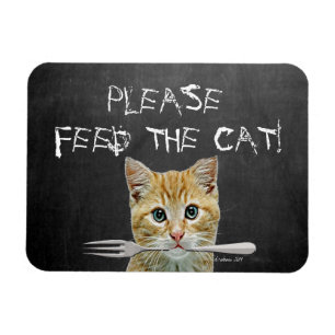 Imán Por Favor Alimenta Al Gato Gracioso