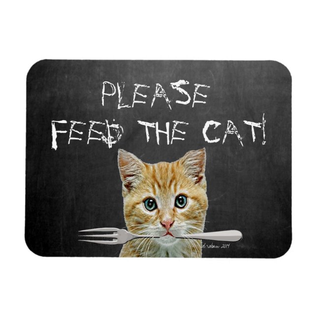 Imán Por Favor Alimenta Al Gato Gracioso (Horizontal)