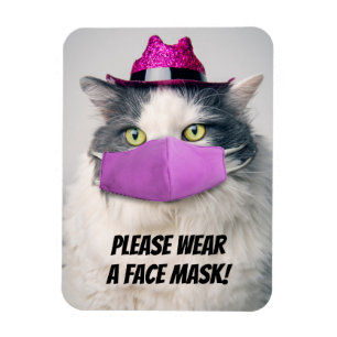 Imán Por favor, use un humor de gato con máscara facial